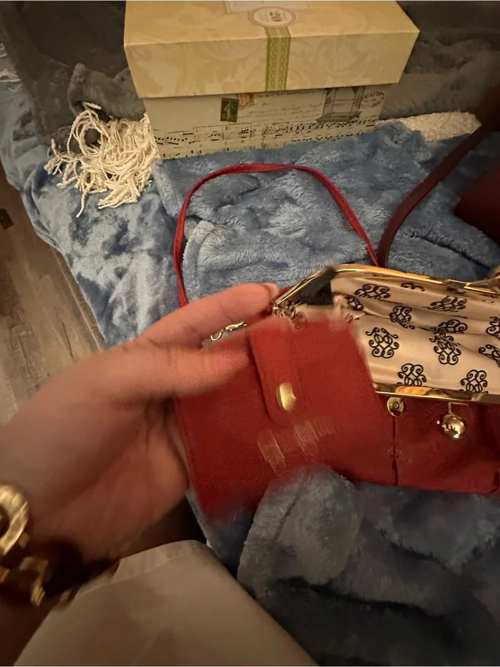 Jessica Simpson Red Clutch with Gold Tone Frame